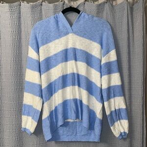 NWOT LOFT Sky Blue and White Knit Top/hoodie